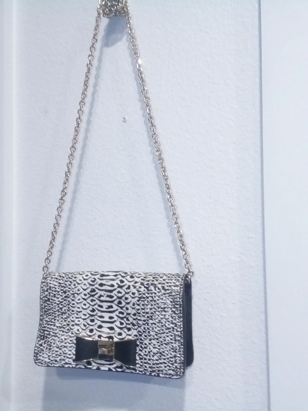 kate spade Black and White Printed Bow Clutch